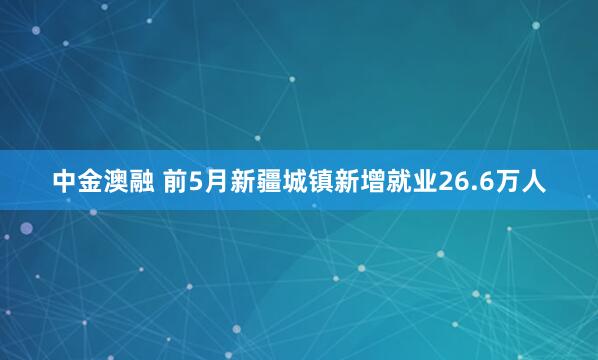 中金澳融 前5月新疆城镇新增就业26.6万人